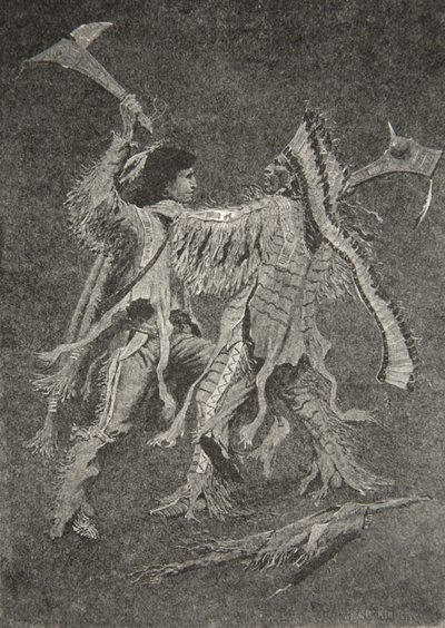 Then Began the Greatest Battle, That the Sun Had Ever Looked On, from The Song of Hiawatha by Henry Wadsworth Longfellow, pub. by George G. Harrap and Company Ltd., 1911 by Frederic Remington